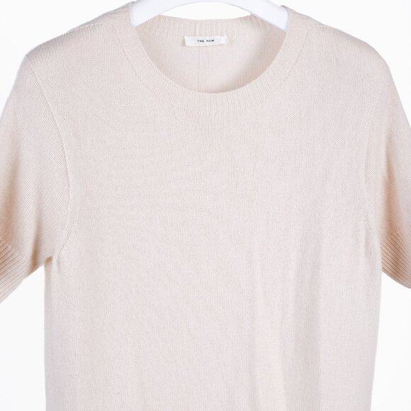 The Row Abini Beige Wool & Cashmere Short-Sleeve Midi Tunic Dress - Picture 4 of 9